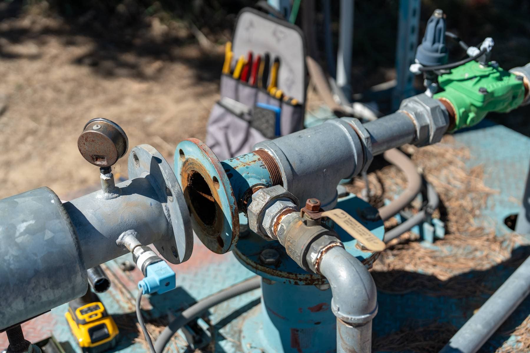 Pump installation platform in the field.